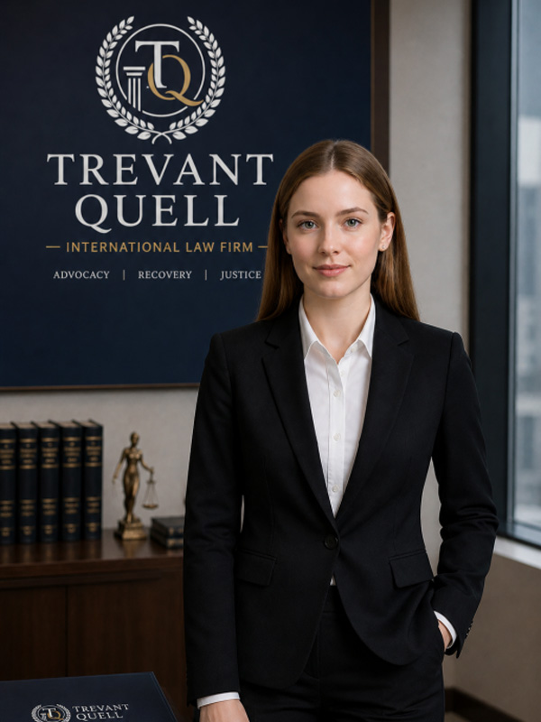 Smiling professional in a suit with a blurred office background, representing business leadership or corporate success.